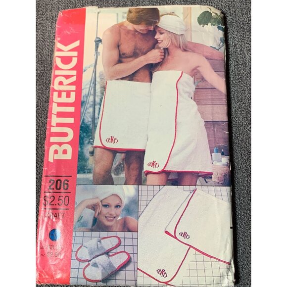 Butterick 206 Misses' & Men's Bath Accessories & Monogram Transfer - uncut - Picture 1 of 2